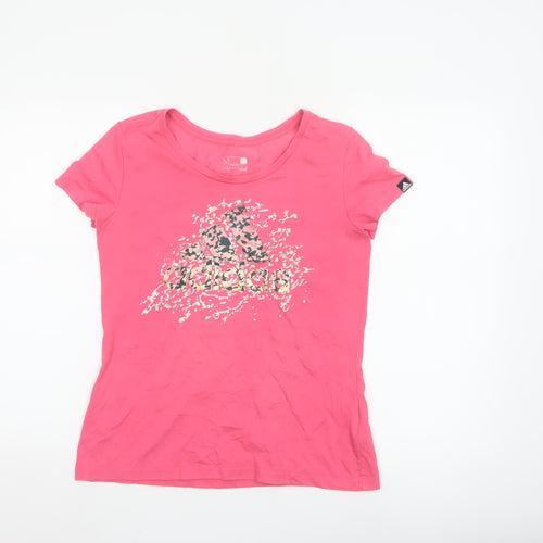 Adidas Womens Pink Graphic Climalite Sports T-Shirt Size M