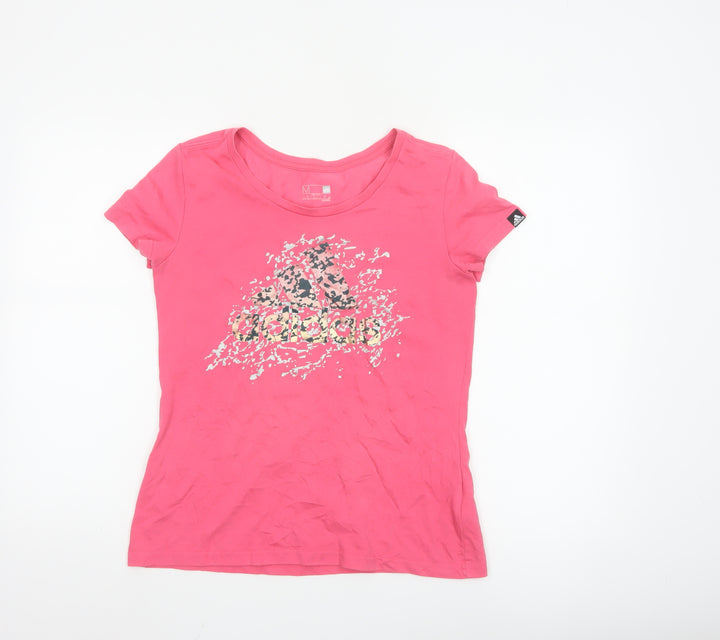 Adidas Womens Pink Graphic Climalite Sports T-Shirt Size M