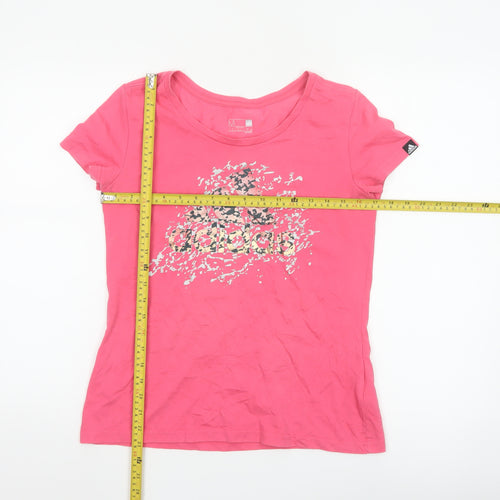 Adidas Womens Pink Graphic Climalite Sports T-Shirt Size M