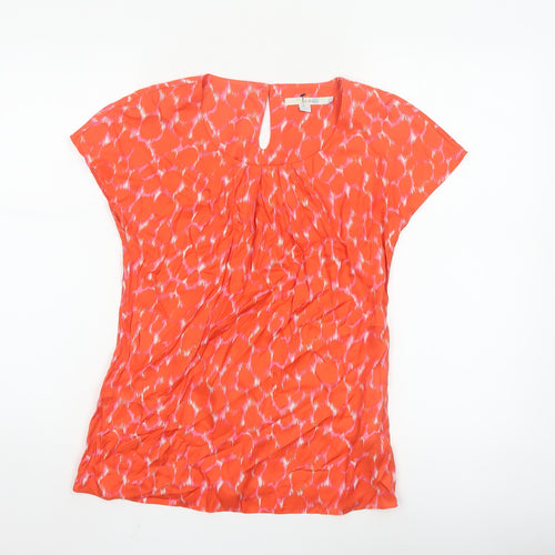 Boden Womens Orange Short Sleeve Silk Blend Tunic Blouse UK 6