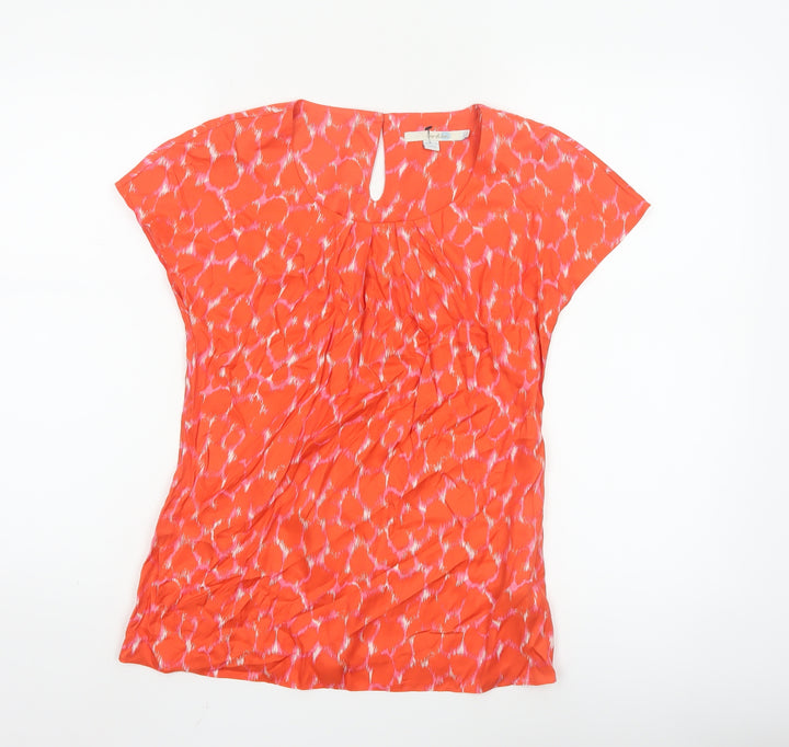 Boden Womens Orange Short Sleeve Silk Blend Tunic Blouse UK 6