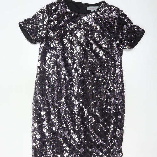 Dorothy Perkins Women Black Sequin Shift Dress UK 10 Party Short Sleeve