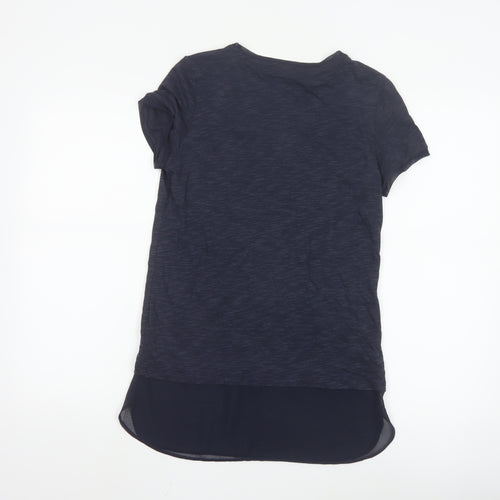 Marks and Spencer Women's Navy Floral Glitter T-Shirt Size 8