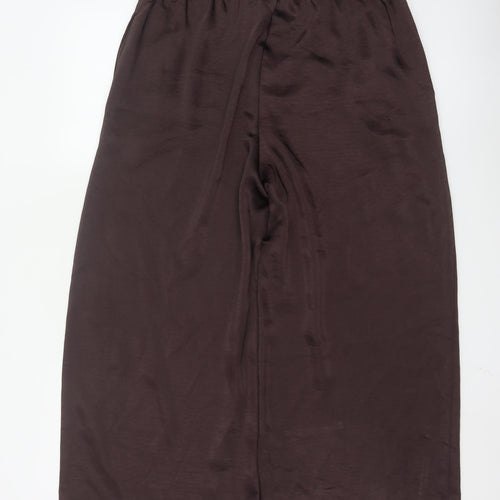 Marks and Spencer Women Brown Wide-Leg Satin Trousers Size 16