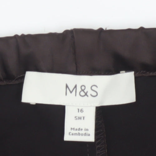 Marks and Spencer Women Brown Wide-Leg Satin Trousers Size 16