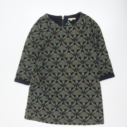 White Stuff Women's Green Geometric Jacquard Shift Dress Size 14