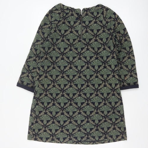 White Stuff Women's Green Geometric Jacquard Shift Dress Size 14