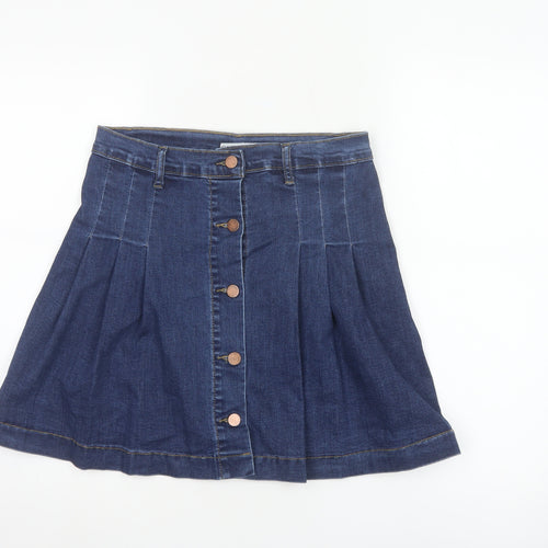 Oasis Women Blue Denim A-Line Button Front Skirt UK 10