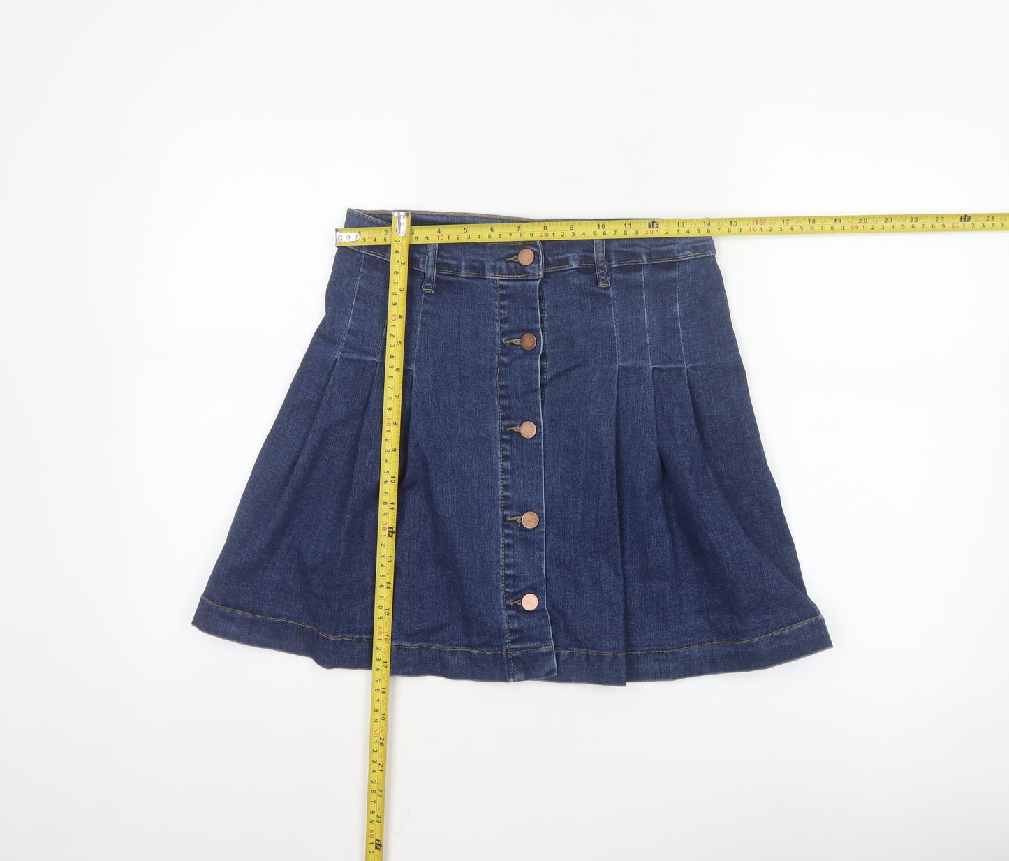 Oasis Women Blue Denim A-Line Button Front Skirt UK 10