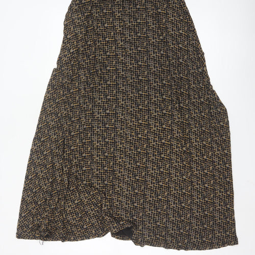 White Stuff Women’s Brown Geometric A-Line Midi Skirt Size 8