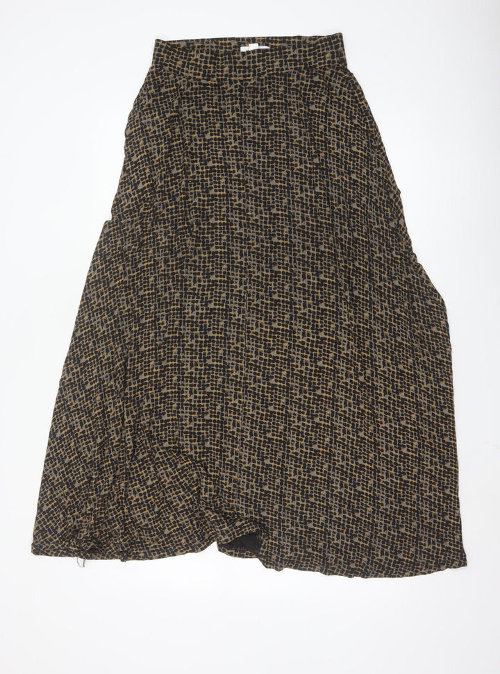 White Stuff Women’s Brown Geometric A-Line Midi Skirt Size 8