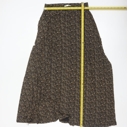 White Stuff Women’s Brown Geometric A-Line Midi Skirt Size 8