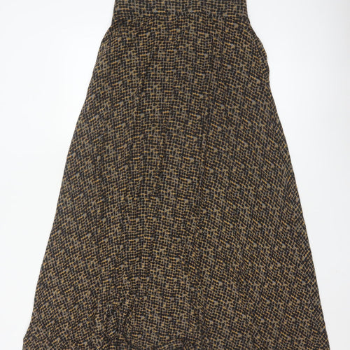 White Stuff Women’s Brown Geometric A-Line Midi Skirt Size 8