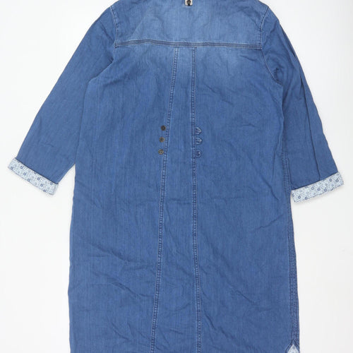 White Stuff Women's Blue Cotton Shirt Dress Size 14 Casual Denim