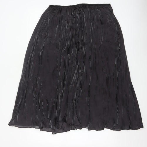 Jigsaw Women Black Pleated Midi Skirt Size 14 Polyester