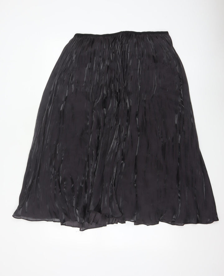 Jigsaw Women Black Pleated Midi Skirt Size 14 Polyester