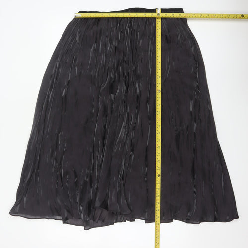 Jigsaw Women Black Pleated Midi Skirt Size 14 Polyester