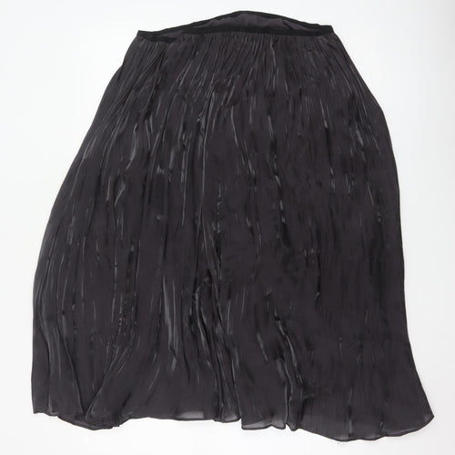 Jigsaw Women Black Pleated Midi Skirt Size 14 Polyester
