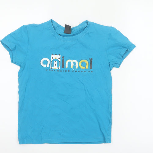 Animal Women Blue Cotton Stretch Basic T-Shirt Size 12