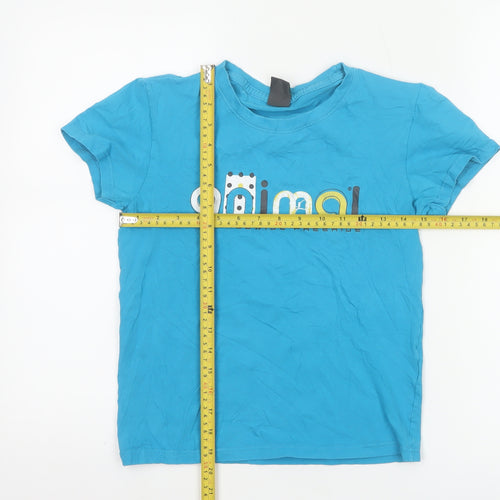 Animal Women Blue Cotton Stretch Basic T-Shirt Size 12
