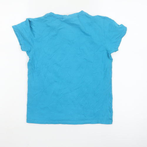 Animal Women Blue Cotton Stretch Basic T-Shirt Size 12