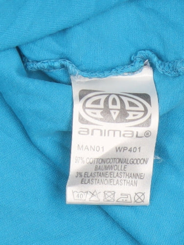 Animal Women Blue Cotton Stretch Basic T-Shirt Size 12