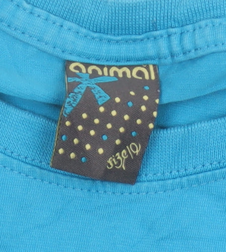 Animal Women Blue Cotton Stretch Basic T-Shirt Size 12