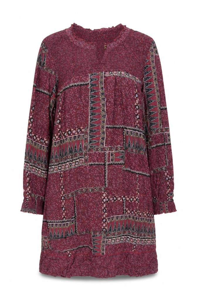 FatFace Women Purple Geometric Shift Dress Size 10 Long Sleeve