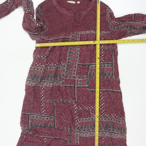 Fat Face Women Purple Geometric Shift Dress Size 10 Long Sleeve