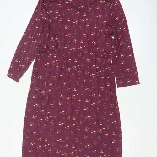 White Stuff Womens Purple Geometric V-Neck A-Line Dress Size 12