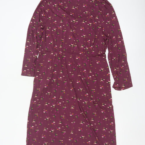 White Stuff Womens Purple Geometric V-Neck A-Line Dress Size 12
