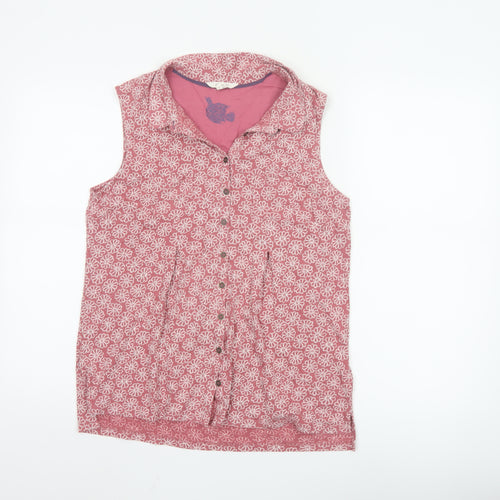 White Stuff Womens Pink Floral Sleeveless Cotton Tunic Blouse Size 12
