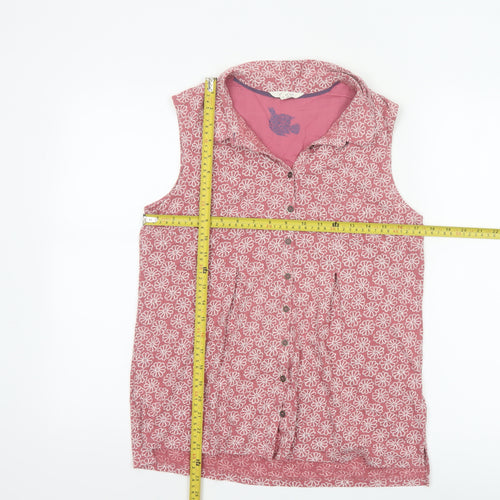 White Stuff Womens Pink Floral Sleeveless Cotton Tunic Blouse Size 12
