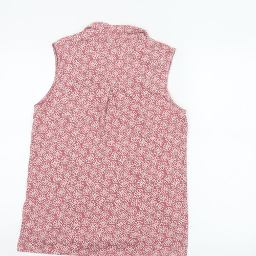 White Stuff Womens Pink Floral Sleeveless Cotton Tunic Blouse Size 12
