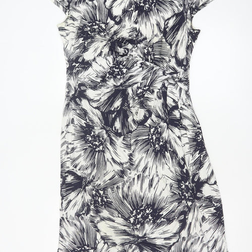 Phase Eight Women’s Black Floral Sheath Stretch Jersey Dress Size 16