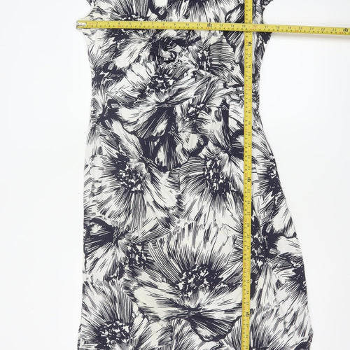 Phase Eight Women’s Black Floral Sheath Stretch Jersey Dress Size 16
