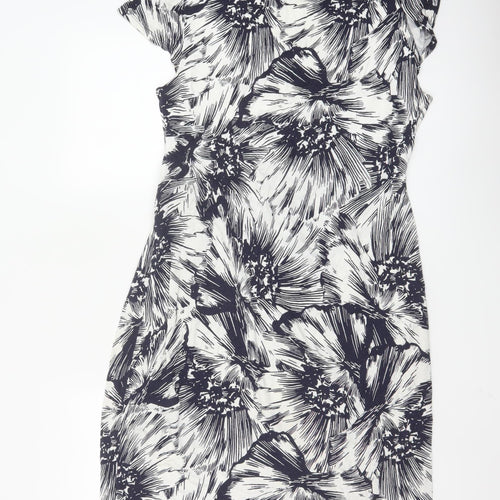 Phase Eight Women’s Black Floral Sheath Stretch Jersey Dress Size 16
