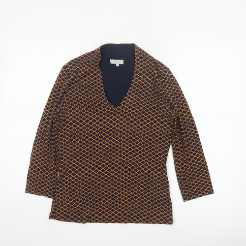 Hobbs Women’s Blue Orange Patterned Viscose Jersey Top Size S