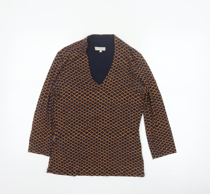Hobbs Women’s Blue Orange Patterned Viscose Jersey Top Size S