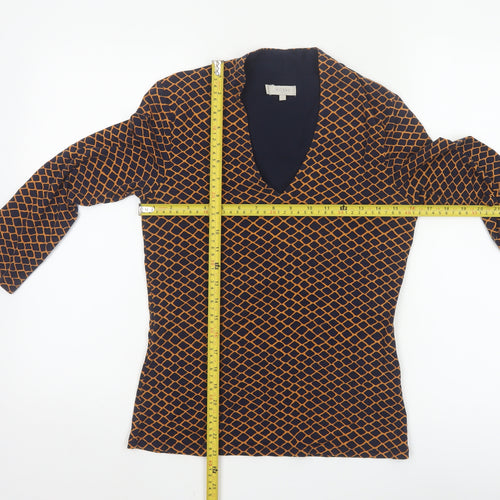 Hobbs Women’s Blue Orange Patterned Viscose Jersey Top Size S