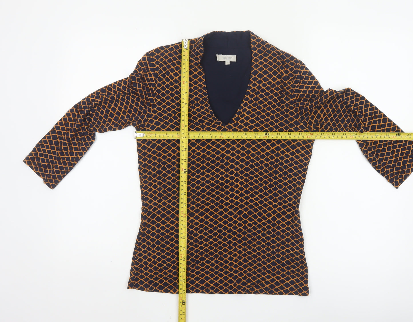 Hobbs Women’s Blue Orange Patterned Viscose Jersey Top Size S