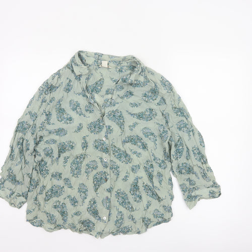 Monsoon Women Green Paisley 3/4 Sleeve Floral Blouse Size 14