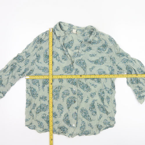 Monsoon Women Green Paisley 3/4 Sleeve Floral Blouse Size 14