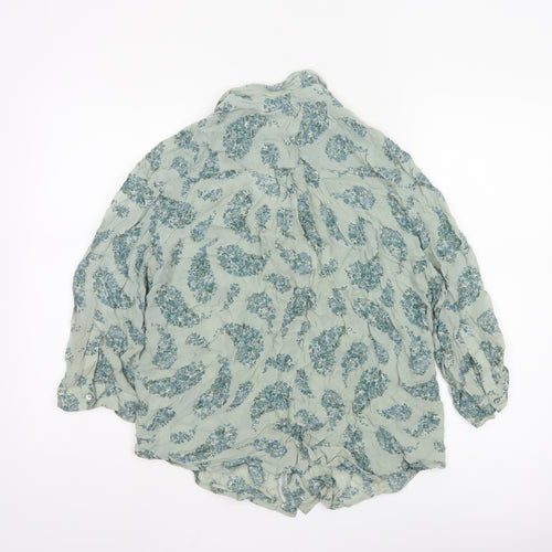 Monsoon Women Green Paisley 3/4 Sleeve Floral Blouse Size 14