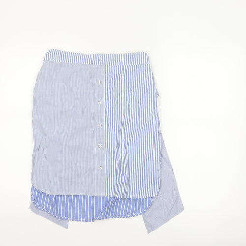 River Island Women Blue Striped Wrap Skirt Size 10 Short