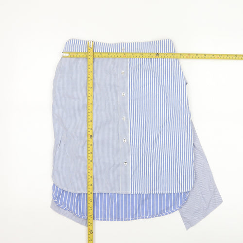 River Island Women Blue Striped Wrap Skirt Size 10 Short