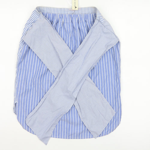 River Island Women Blue Striped Wrap Skirt Size 10 Short