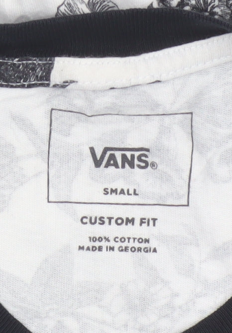 Vans Men's Black & White Floral Bird Raglan 3/4 Sleeve T-Shirt Small