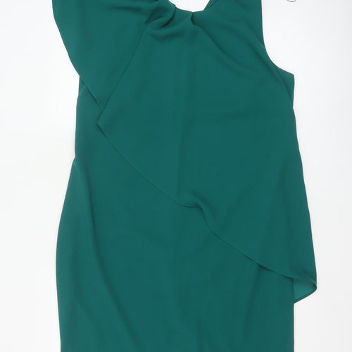 Next Women’s Green Asymmetric Ruffle Sheath Dress Size 14