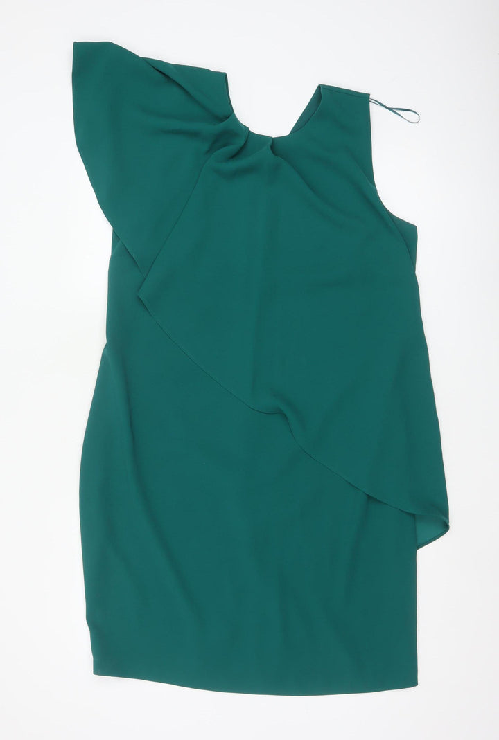 Next Women’s Green Asymmetric Ruffle Sheath Dress Size 14